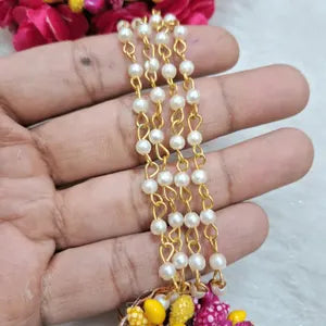 Artificial Pink & Yellow Floral Jewelry Set For Haldi, Wedding Jewelry Set, Gift For Her